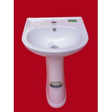 Centamily Ceramic Wall-Mount Sink, Basin with Peddle Stand