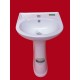 Centamily Ceramic Wall-Mount Sink, Basin with Peddle Stand